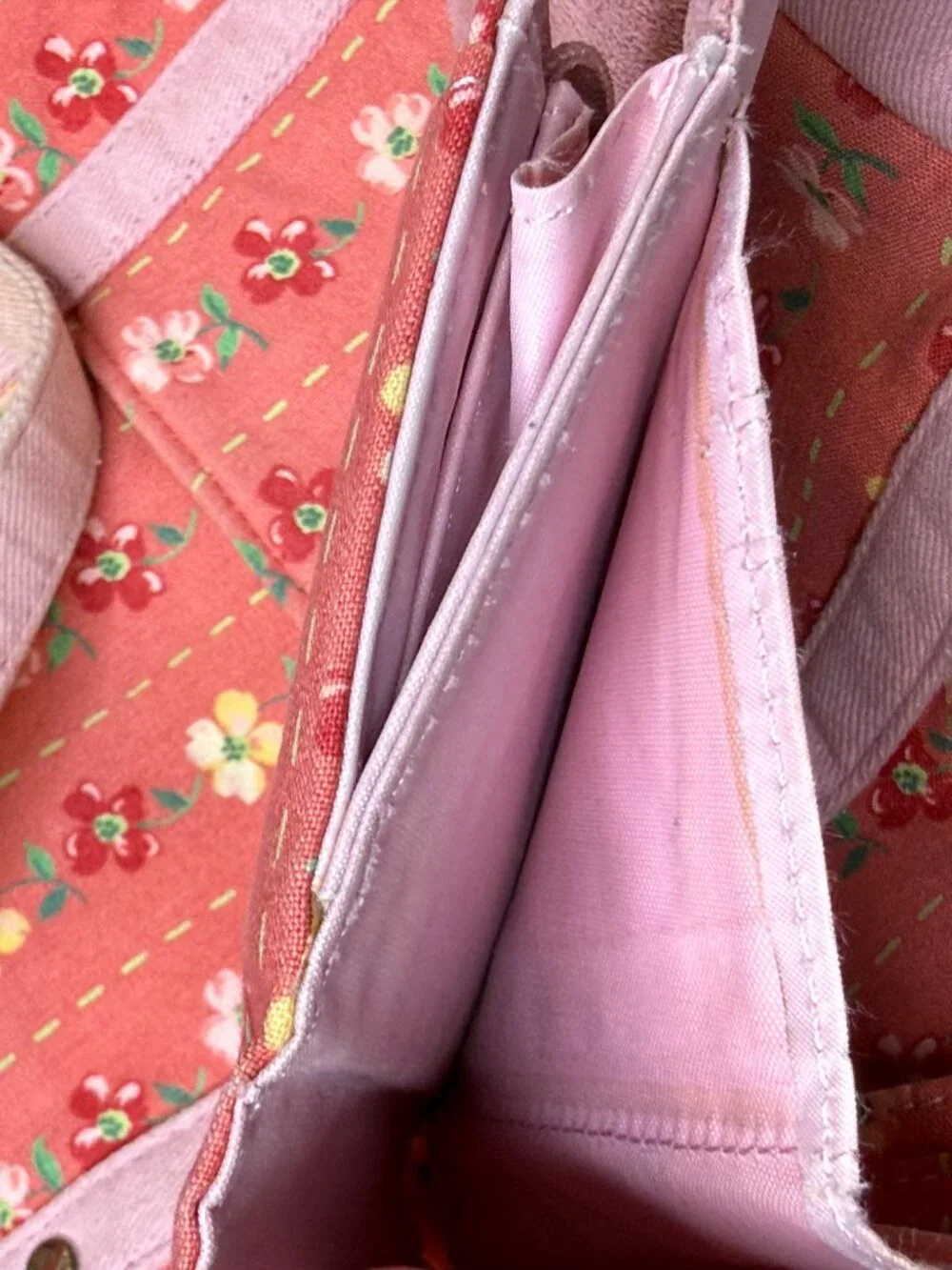 Longaberger pink floral tote and matching wallet set (preowned)